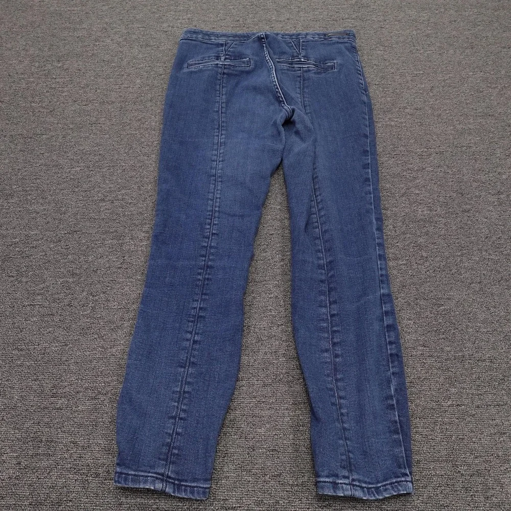 Pilcro Jeans Womens 32 Blue Medium Wash Mid Rise Skinny Slit Hem Stretch 32x29.5